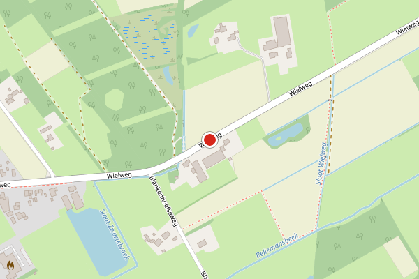 Brandweer-melding op Wielweg, Zwartebroek op 28 juni, kaart-overzicht