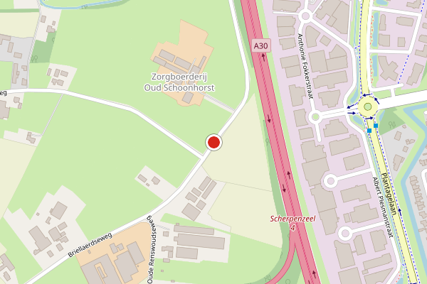 Brandweer-melding op Briellaerdseweg, Barneveld op 28 juni, kaart-overzicht