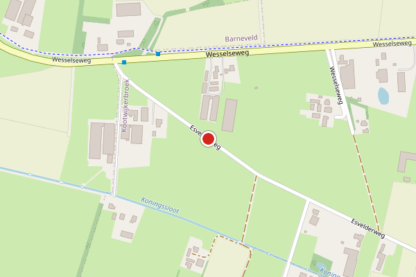 Brandweer-melding op Esvelderweg, Kootwijkerbroek op 30 juni, kaart-overzicht