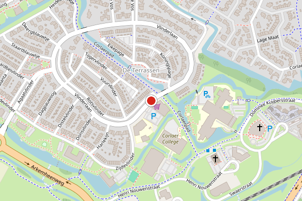 Brandweer-melding op Vlinderlaan, Nijkerk op 7 juli, kaart-overzicht