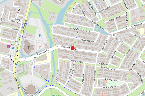 Brandweer-melding op Vellerselaan, Barneveld op 15 juli, kaart-overzicht