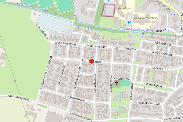 Brandweer-melding op P.C. Hooftstraat, Barneveld op 16 juli, kaart-overzicht
