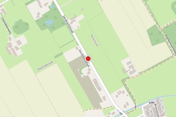 Brandweer-melding op Eendrachtstraat, Terschuur op 24 juli, kaart-overzicht