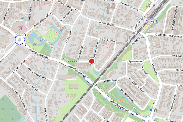 Brandweer-melding op Meinsstraat, Nijkerk op 25 juli, kaart-overzicht
