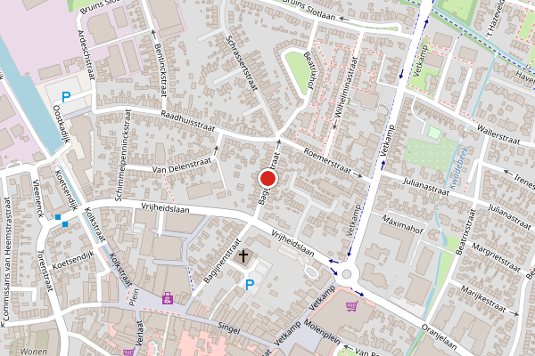 Brandweer-melding op Bagijnenstraat, Nijkerk op 13 mei, kaart-overzicht