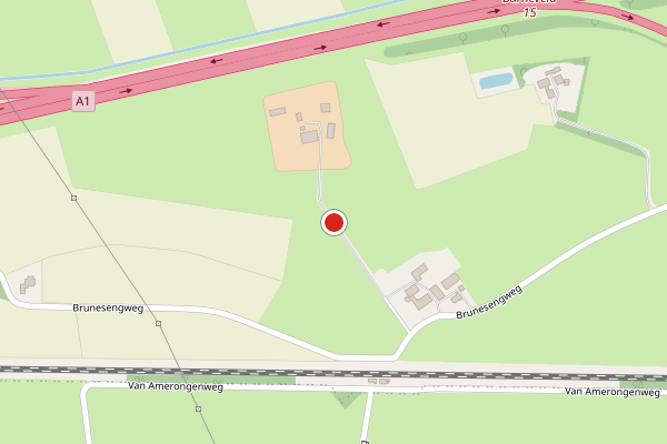 Brandweer-melding op Brunesengweg, Barneveld op 5 augustus, kaart-overzicht