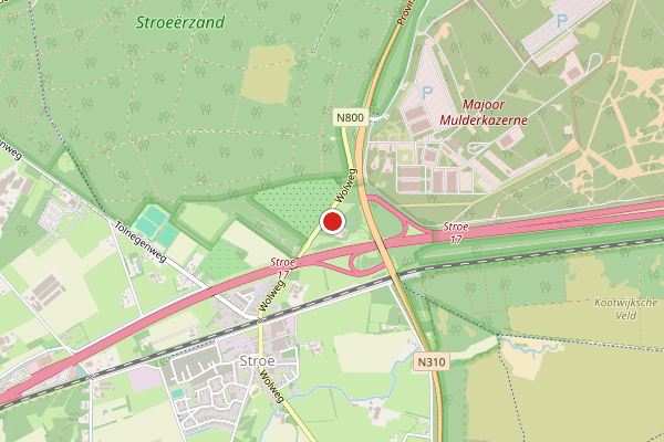 Brandweer-melding op BST p, Stroe op 7 augustus, kaart-overzicht