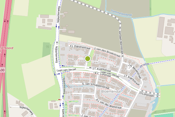 Ambulance-melding op J. van den Broekstraat, Barneveld op 21 mei, kaart-overzicht