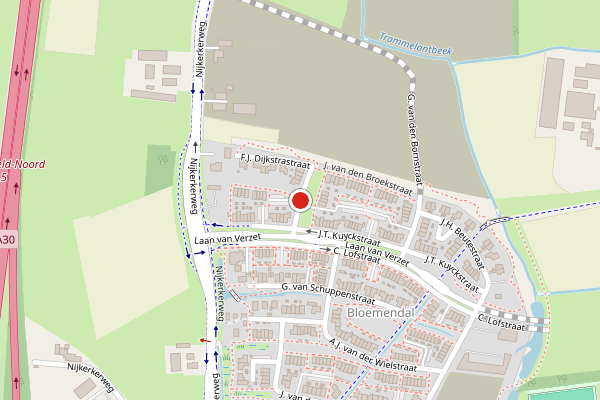 Brandweer-melding op J. van den Broekstraat, Barneveld op 21 mei, kaart-overzicht