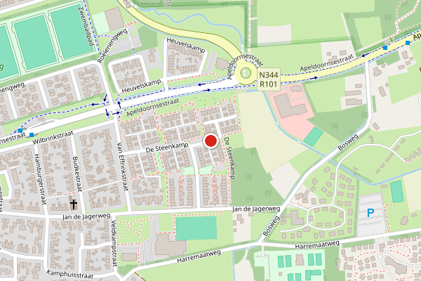 Brandweer-melding op De Steenkamp, Voorthuizen op 27 mei, kaart-overzicht