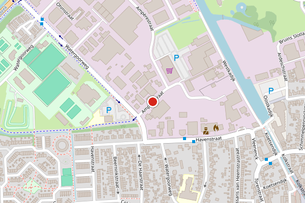Brandweer-melding op Amperestraat, Nijkerk op 1 juni, kaart-overzicht