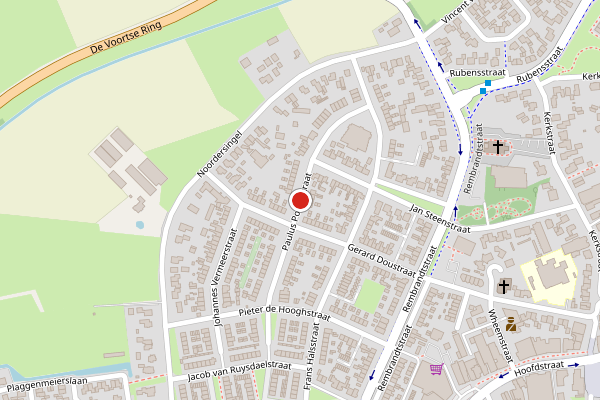 Brandweer-melding op Paulus Potterstraat, Voorthuizen op 5 juni, kaart-overzicht