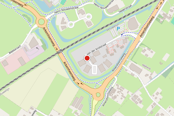 Brandweer-melding op van der Krolstraat, Nijkerk op 7 juni, kaart-overzicht