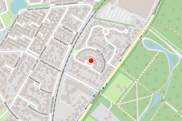 Brandweer-melding op Van Breugelplantsoen, Barneveld op 8 juni, kaart-overzicht