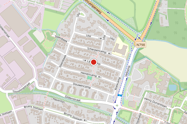 Brandweer-melding op Lanecamp, Nijkerk op 20 juni, kaart-overzicht