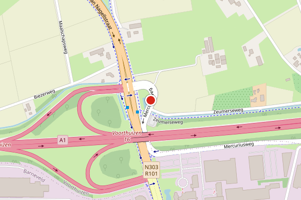 Brandweer-melding op Mercuriusweg, Barneveld op 27 juni, kaart-overzicht